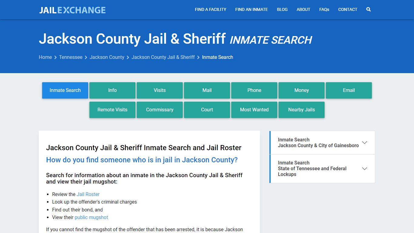 Inmate Search: Roster & Mugshots - Jackson County Jail & Sheriff, TN